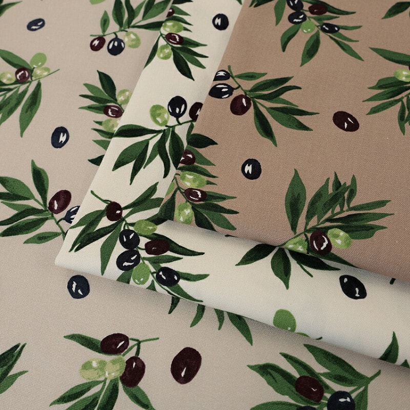 オリーブ柄 オックス 50cm単位