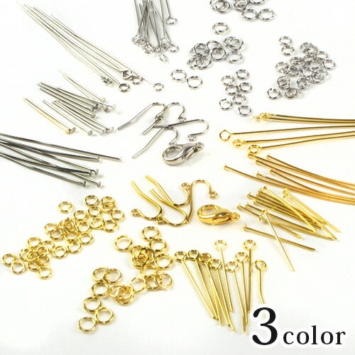 ビーズ 金具 金具基本Aセット ゴールド・シルバー・アンティクゴールド