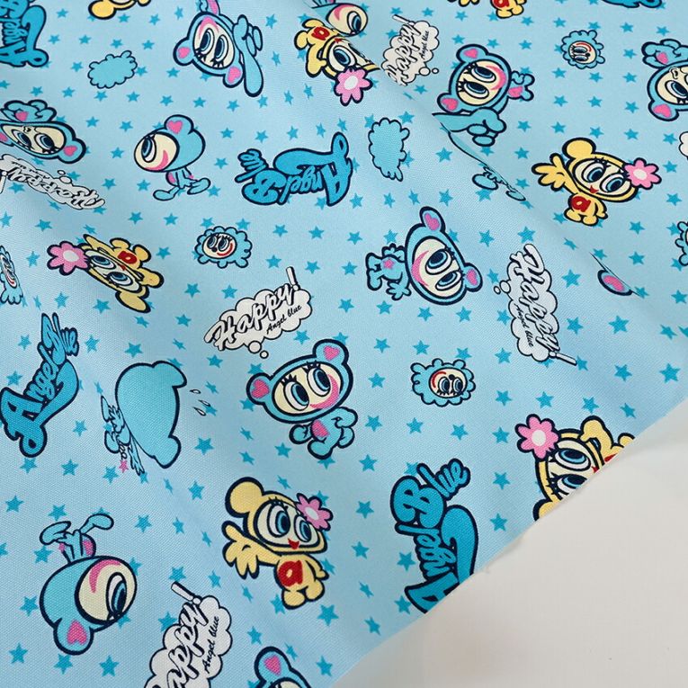 エンジェルブルー 星柄 オックス 50cm単位