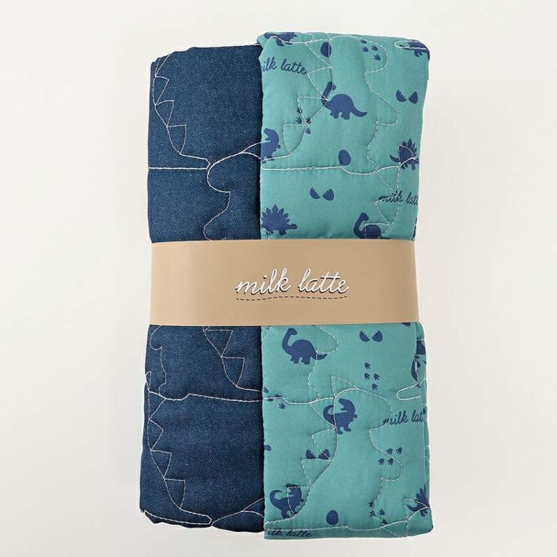 milk latte デニム風デザインキルト ダイナソー 50cm カットクロス