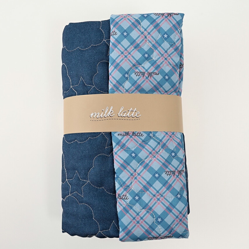 milk latte デニム風デザインキルト ほしぞら 50cm カットクロス