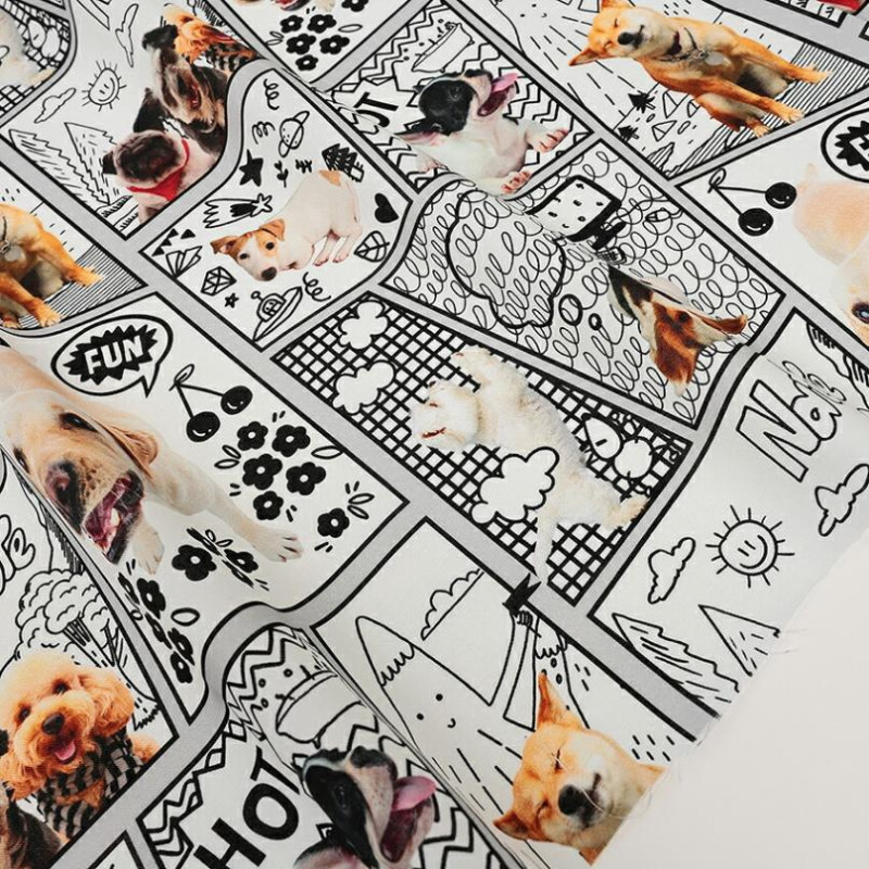 KOMU STRADA Comicframe dogs インクジェット シーチング 50cm単位