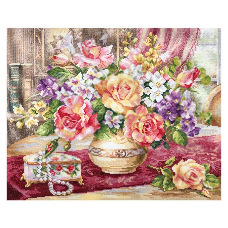 輸入刺しゅうキット ALISA 2-50 Rose in the living room リビングルームのバラ