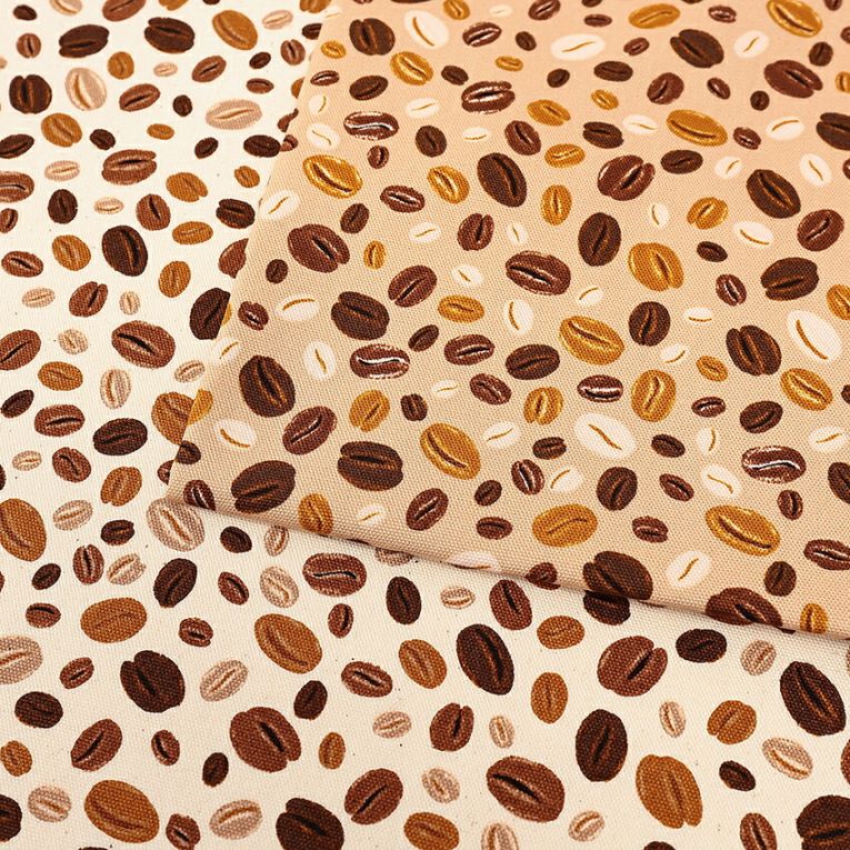 コーヒー豆柄 オックス 50cm単位