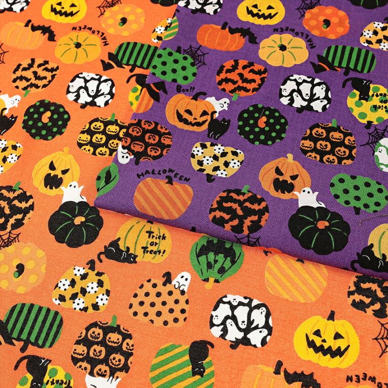 ハロウィンプリント コスプレかぼちゃ柄 スケア 50cm単位