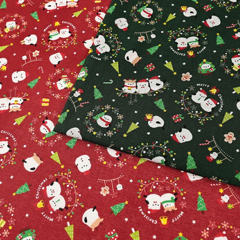 クリスマスプリント ごきげんシマエナガ柄 スケア 50cm単位