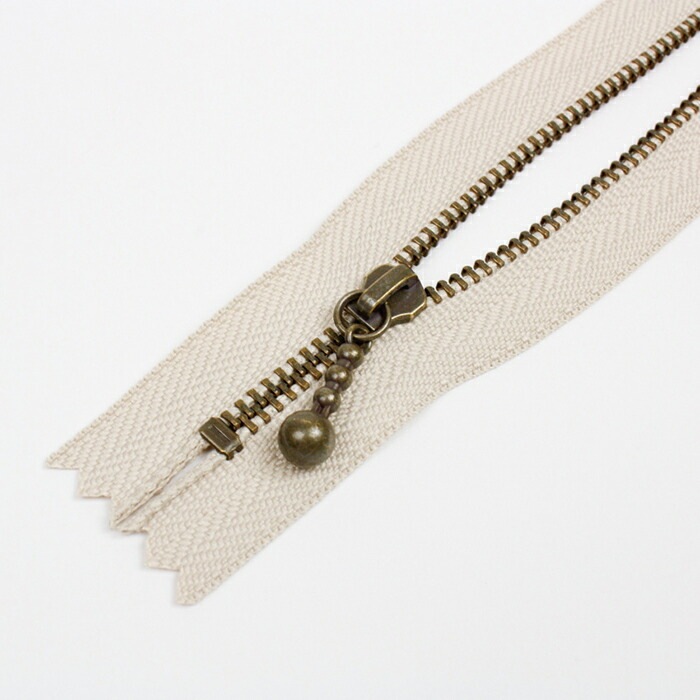 YKK 玉付きファスナー 20cm メタルアンティークゴールド 3GKB-20 AG 