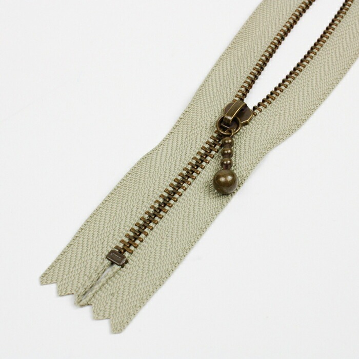 YKK 玉付きファスナー 20cm メタルアンティークゴールド 3GKB-20 AG 