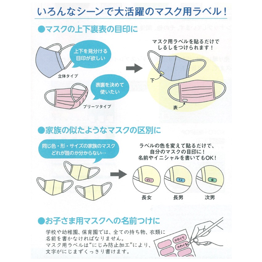 【お買い得品】KOKO+(ココタス) マスク用ラベル 12枚入