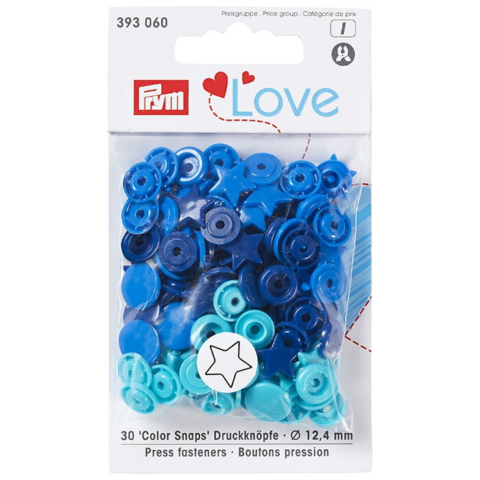 Prym プリム カラースナップ 12.4mm スター 星 アソートカラー 30組 