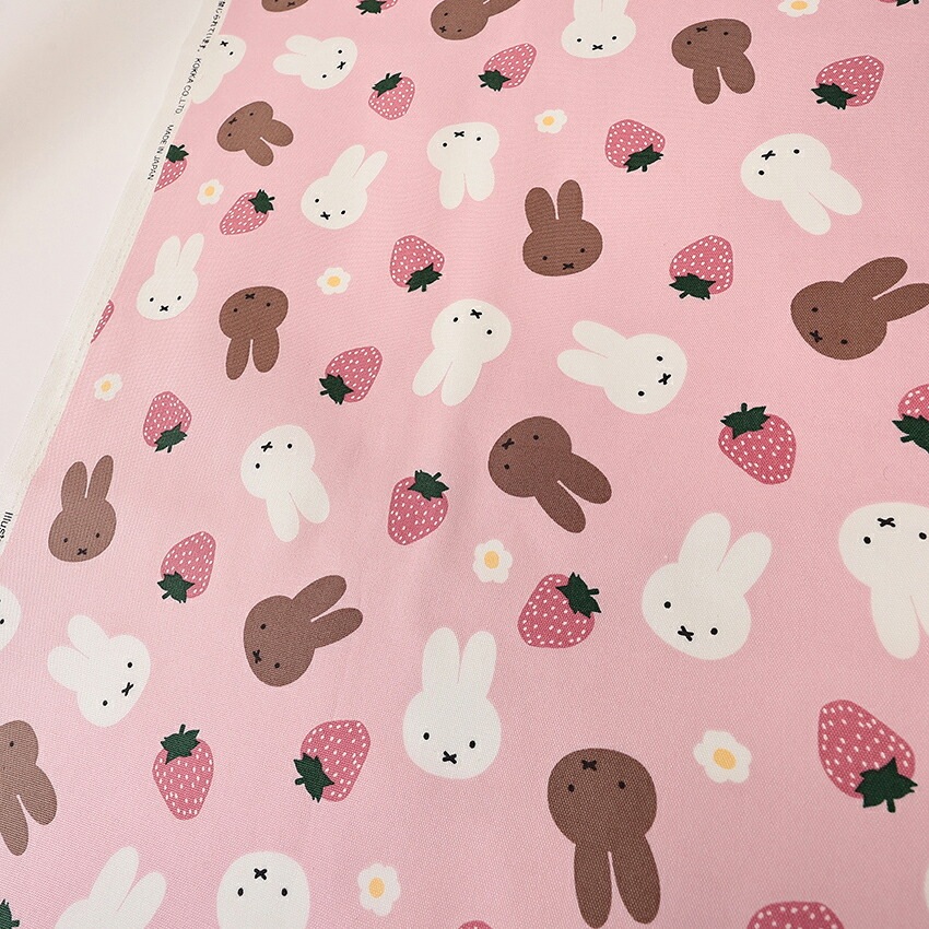 ミッフィー いちご柄 オックス 50cm単位 | その他キャラクタープリント
