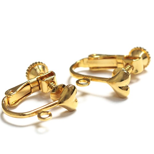 ビーズ　イヤリング　イヤリング金具ハート 小 ゴールド・シルバー