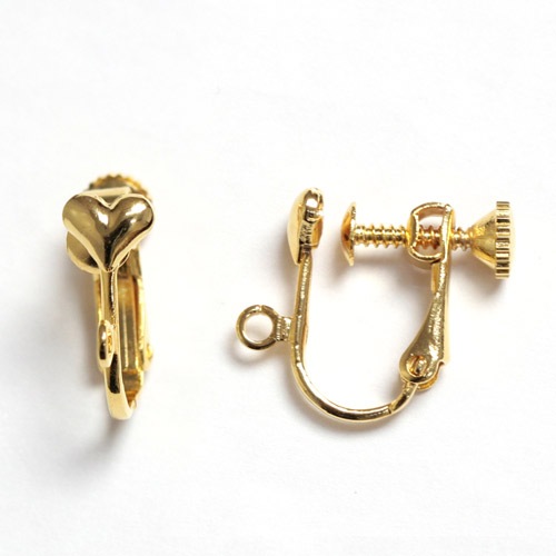 ビーズ　イヤリング　イヤリング金具ハート 小 ゴールド・シルバー