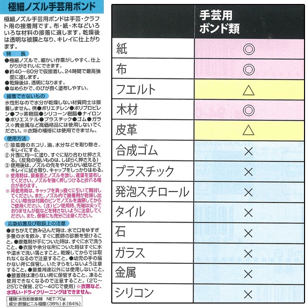 接着剤 極細ノズル手芸用ボンド 70g