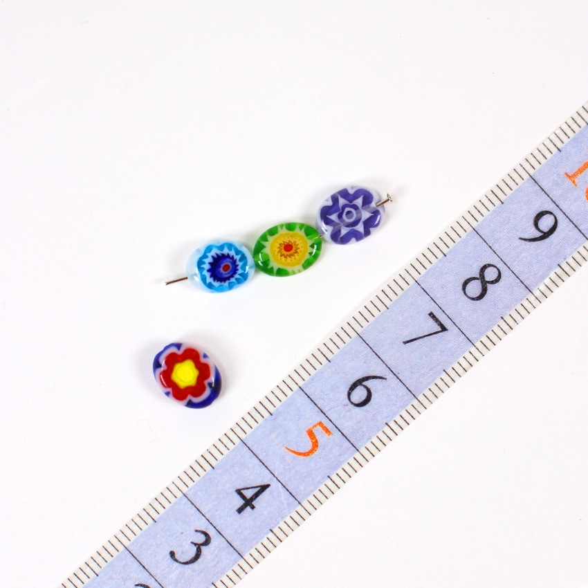 ミルフィオリガラス7 オーバル平 ミックス 約7×9mm 4ヶ入り