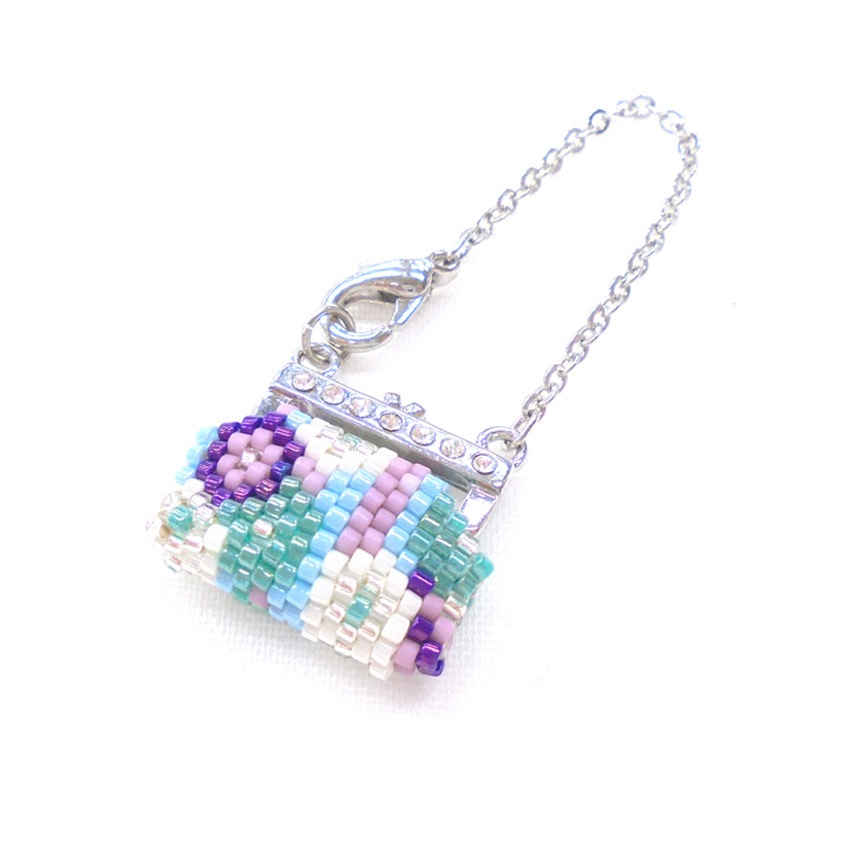 京・西陣柄ラインストーン付きパーティバッグチャーム 清風花 PB-169