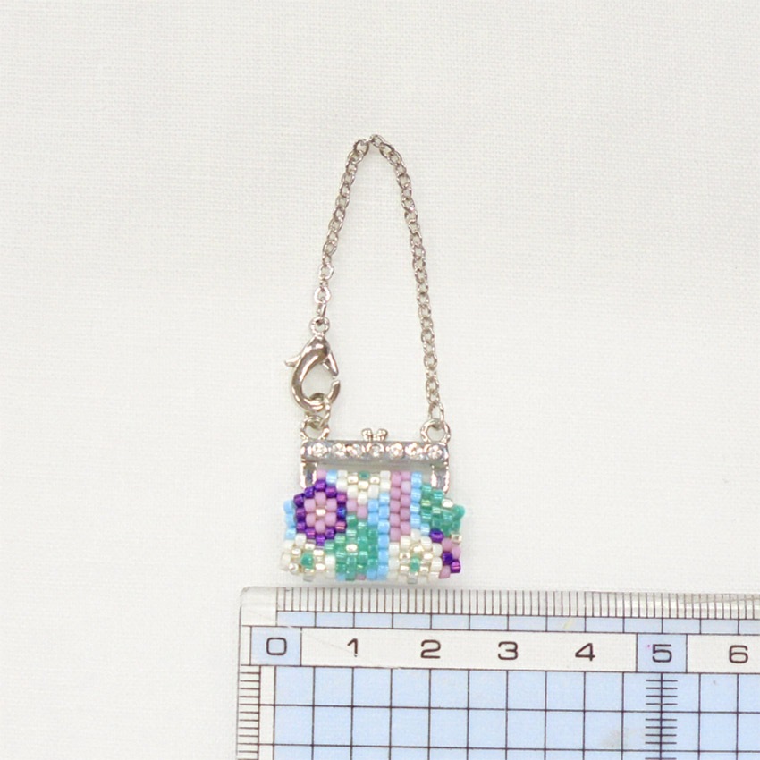 京・西陣柄ラインストーン付きパーティバッグチャーム 清風花 PB-169