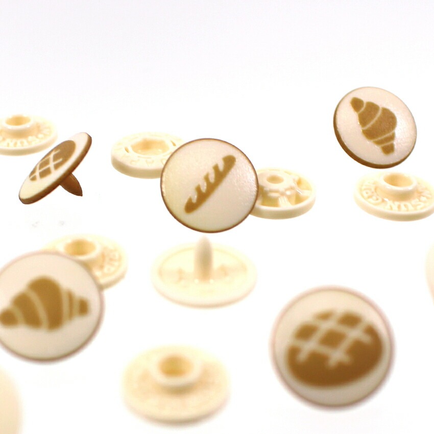 ベージュ円筒形プラスチックパーツ2個セット CHERRY LABEL プラスチックスナップ13mm 3種×2個入 SG Bakery 801