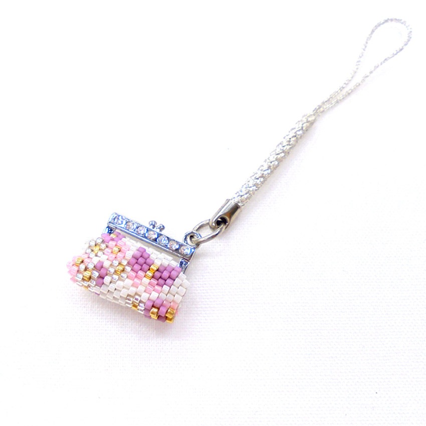 京・西陣柄ラインストーン付きがまぐち根付け 胡蝶 PB-171