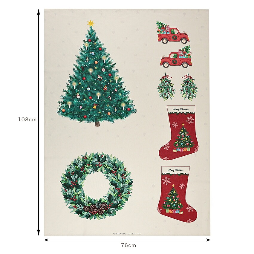 Xmas Collection クリスマスアソートパネル 108×76cm カットクロス