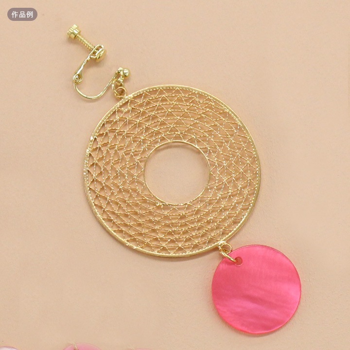 【お買い得品】CraftCafe メタルスカシパーツ 両カン付きラウンド 約40mm