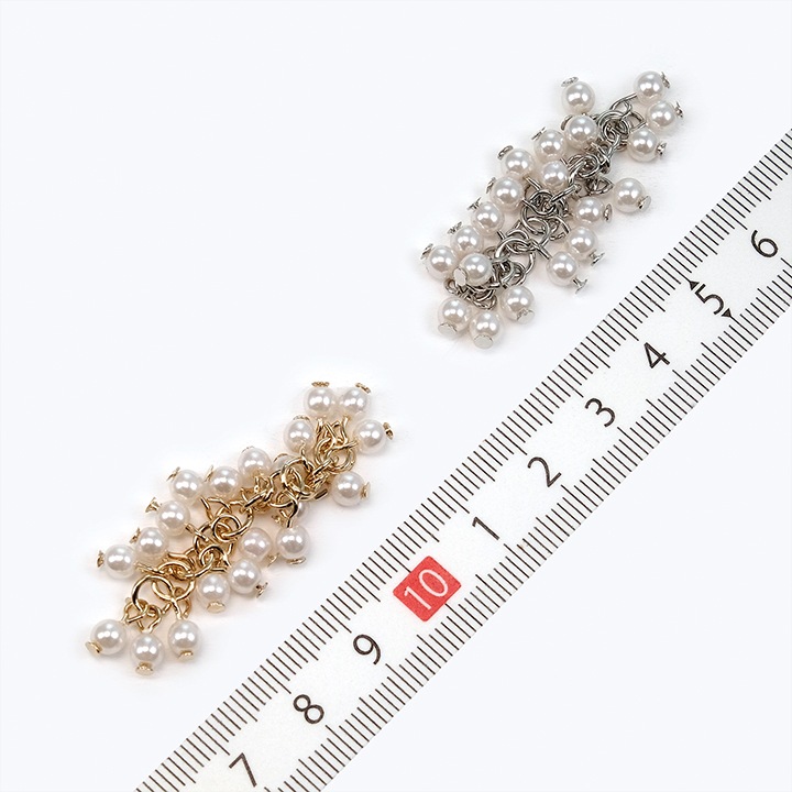CraftCafe 下がりパーツ パールチェーン 約42mm ゴールド/シルバー 1個入り