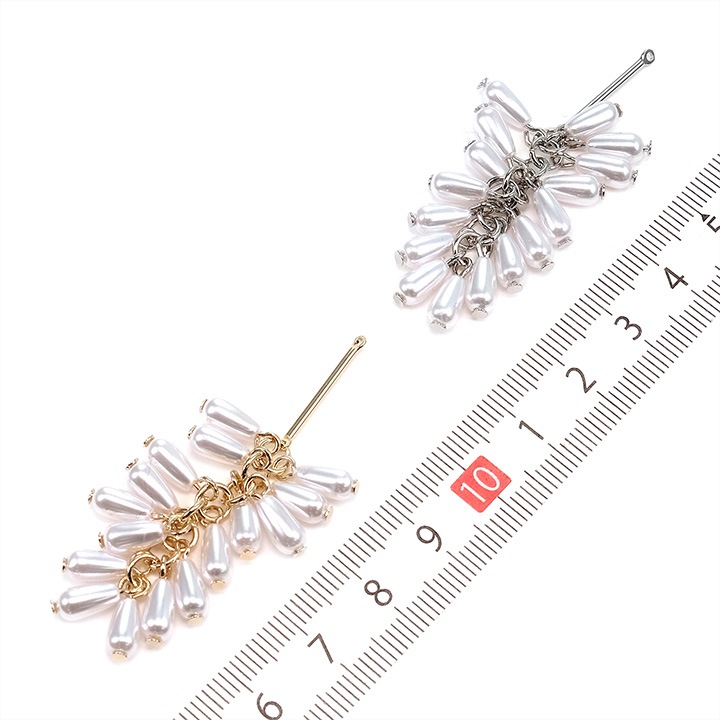 【お買い得品】CraftCafe 下がりパーツ パールチェーンバー付 約58mm ゴールド/シルバー 1個入り