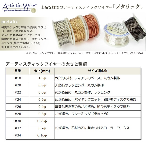 アーティスティックワイヤー #20～#28 ゴールド