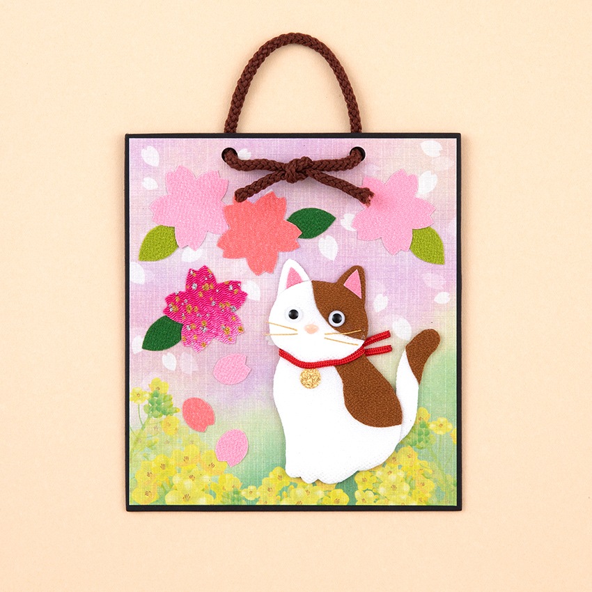 手芸キット ほっこり動物の押し絵かべ飾り 春セット(ねこ・うさぎ