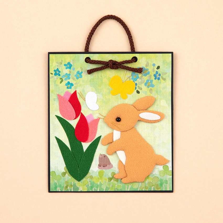 手芸キット ほっこり動物の押し絵かべ飾り 春セット(ねこ・うさぎ