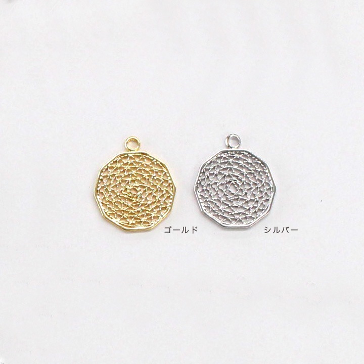 【お買い得品】CraftCafe メタルスカシパーツ カン付き十角 約15mm 1個入り