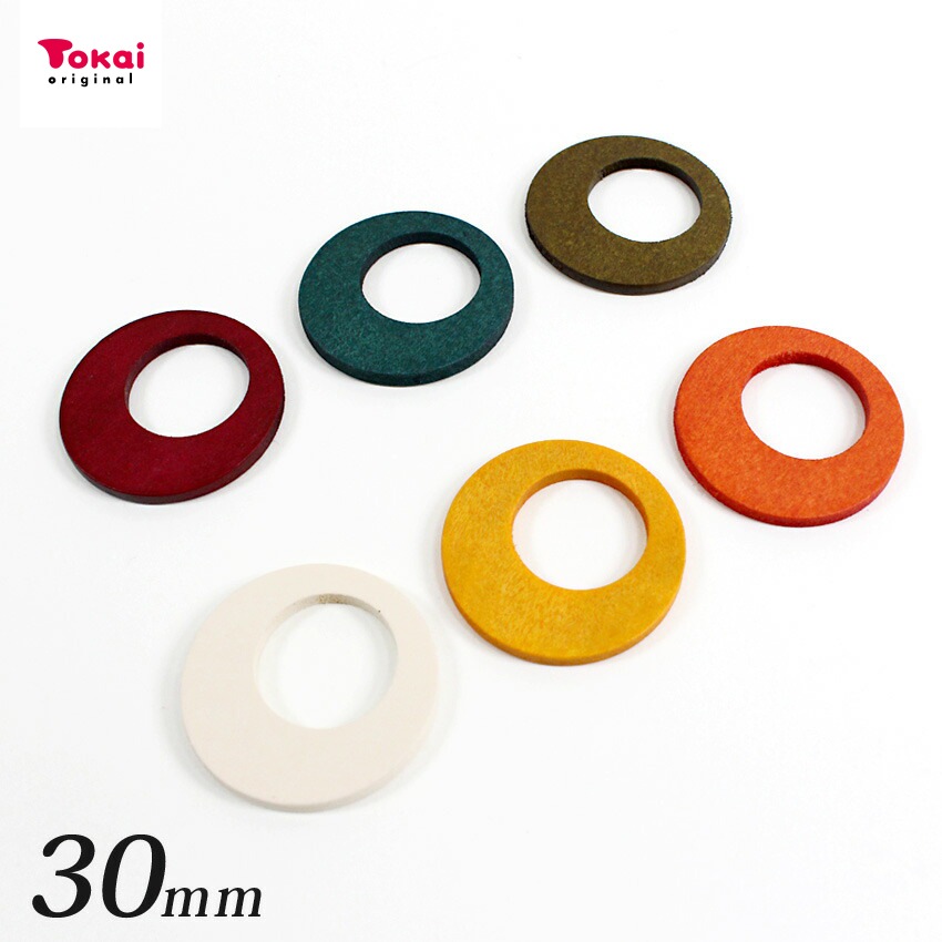 ウッドビーズ 丸くりぬき 約30mm 1ヶ 全6色
