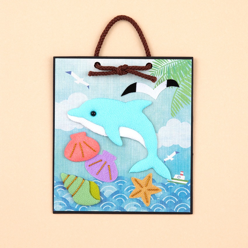 手芸キット ほっこり動物の押し絵かべ飾り 夏セット(かえる・イルカ