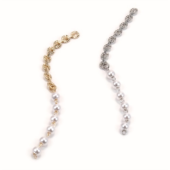 CraftCafe 下がりパーツ チェーン&パール 約62mm ゴールド/シルバー 1個入り