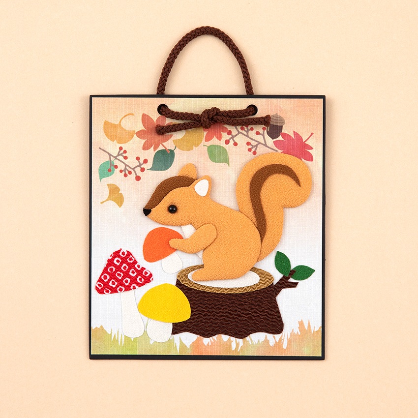 手芸キット ほっこり動物の押し絵かべ飾り 秋セット(ふくろう・りす