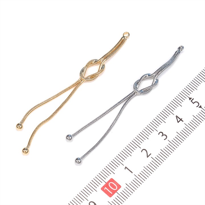 CraftCafe 下がりパーツ チェーン結び 約67mm ゴールド/シルバー 1個入り