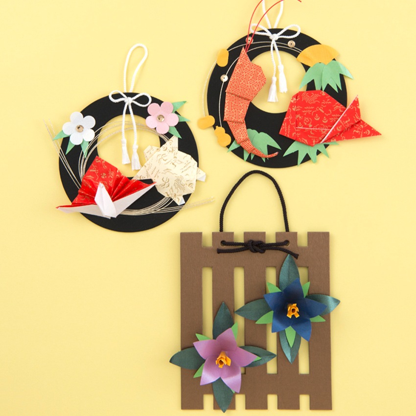 和紙の吊るし飾り 花と歳時の12か月 秋セット(おめでたご長寿