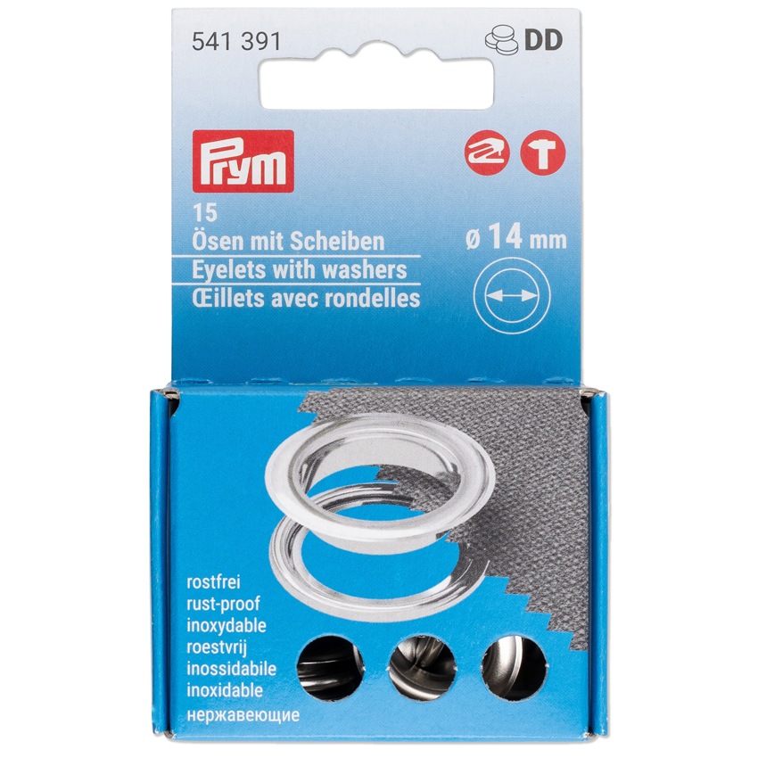 Prym プリム 片面ハトメ 内径14mm シルバー 15組 541391 