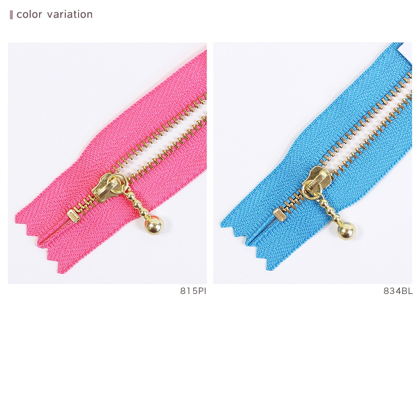 YKK 玉付きファスナー 10cm メタルゴールド 3MGC-10 PI系 BL系 