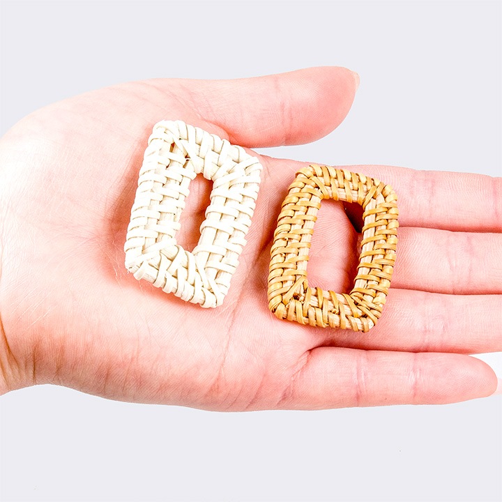 【お買い得品】ラタン四角フープ 約40×30mm 2ヶ