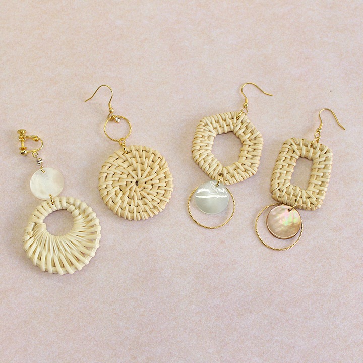 【お買い得品】ラタン四角フープ 約40×30mm 2ヶ