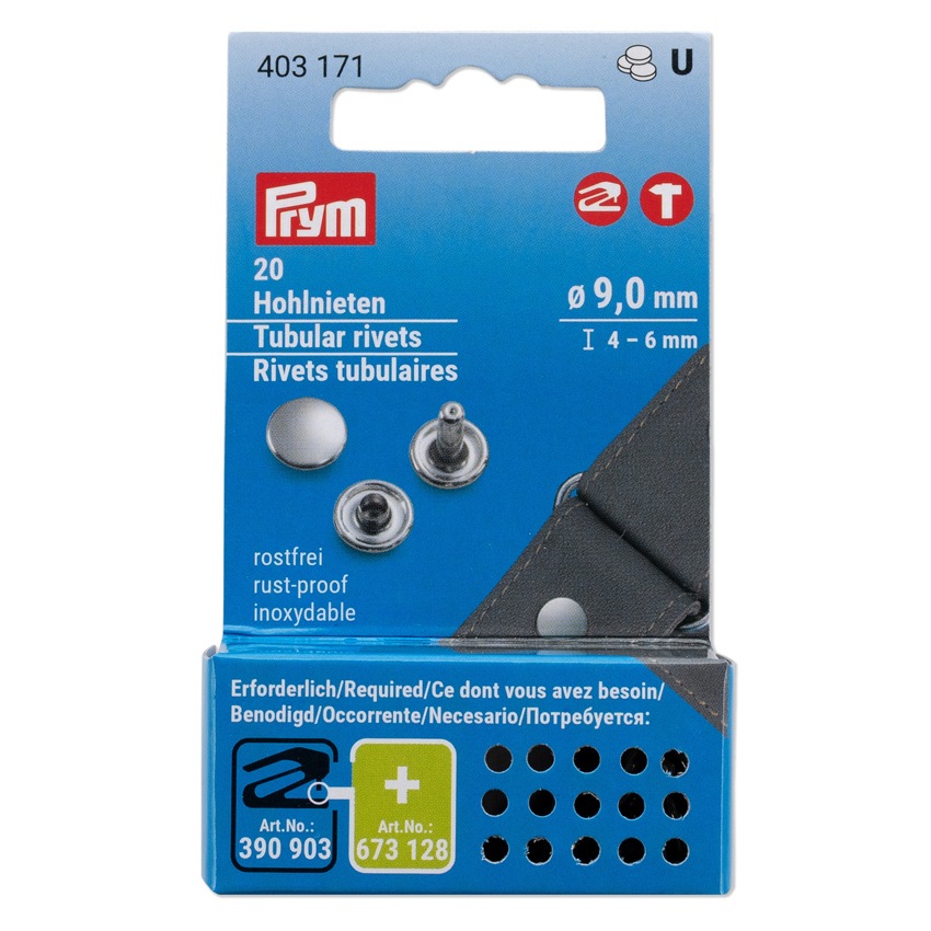 Prym プリム 両面カシメ 直径9.0mm シルバー 20組 403171 