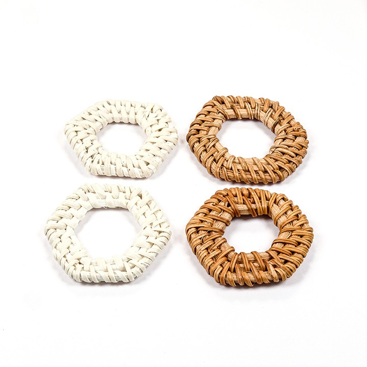 【お買い得品】ラタン六角フープ 約45×37mm 2ヶ