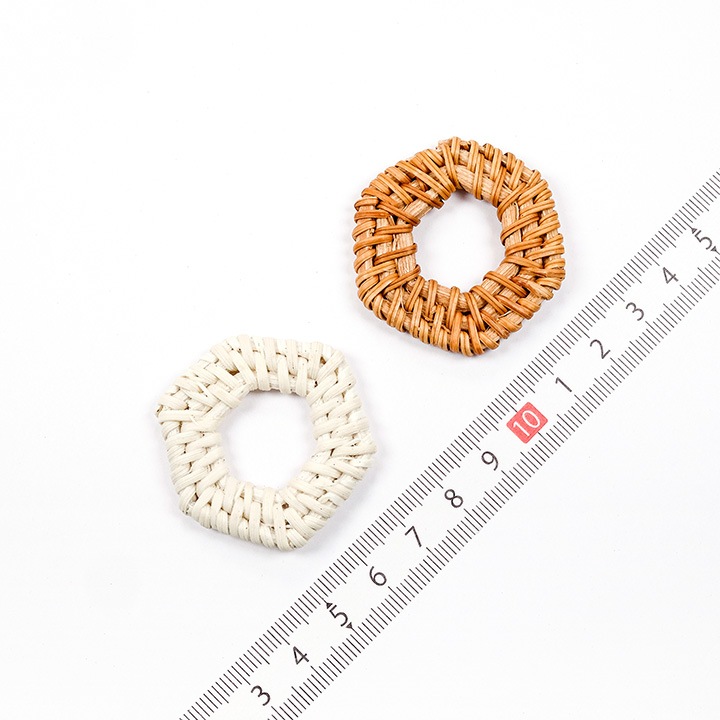 【お買い得品】ラタン六角フープ 約45×37mm 2ヶ