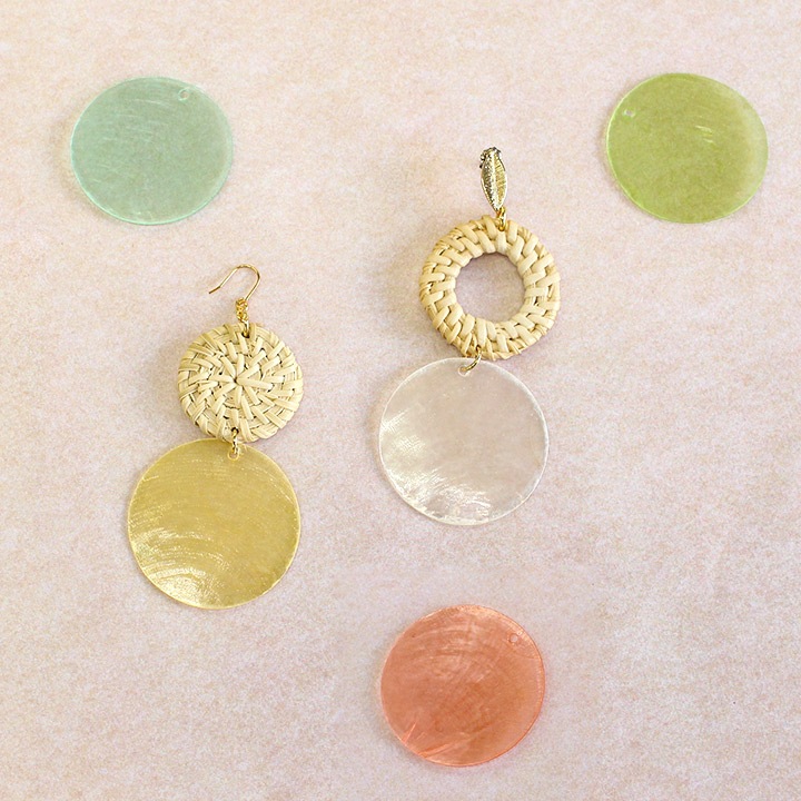 【お買い得品】ラタン六角フープ 約45×37mm 2ヶ