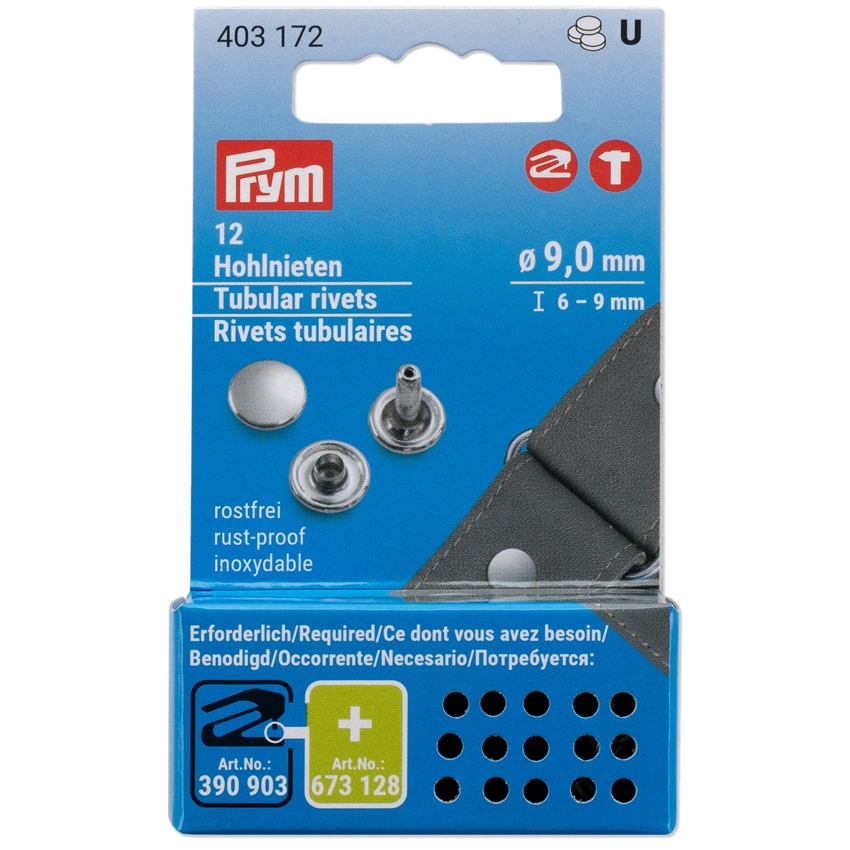 Prym プリム 両面カシメ 直径9.0mm シルバー 12組 403172 