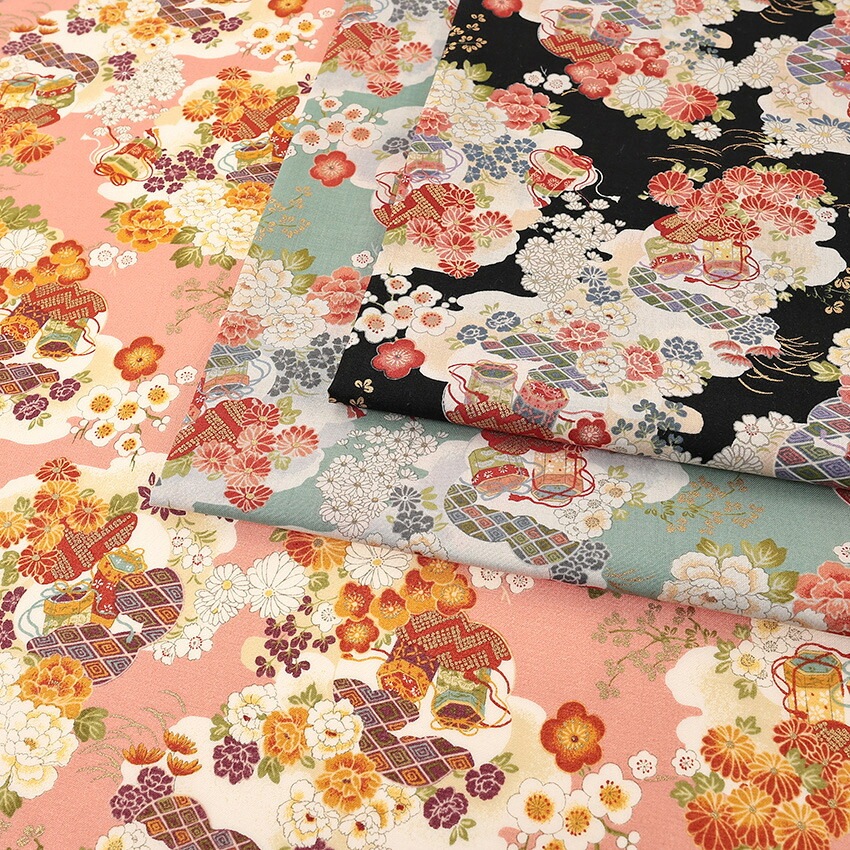 金粉 花和柄 雲海に宝花 50cm単位 | CB・スケア・ブロード | 手芸用品