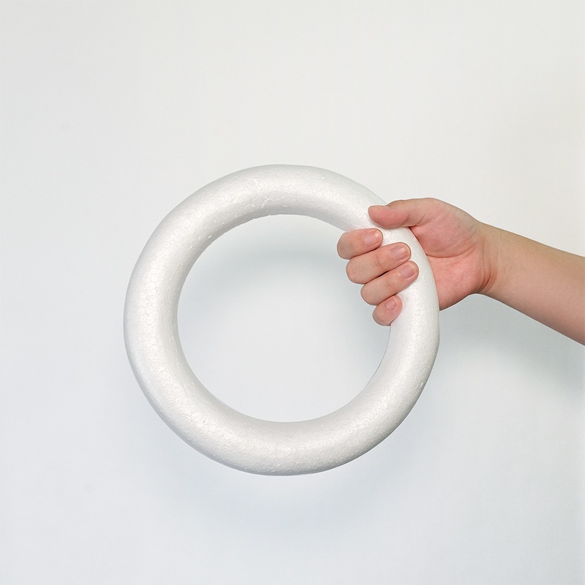 スチロールリースベース25 14個セット 発泡リース 25cm 裏平タイプ リースベース スチロール | スチロール材