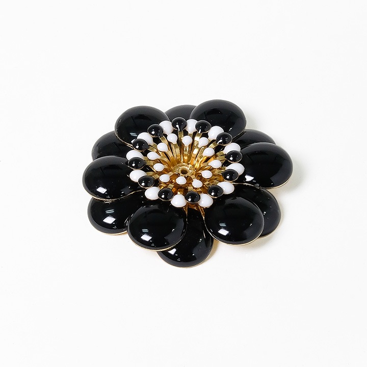 メタルパーツ エポフラワー 足付き ブラック 36×36mm