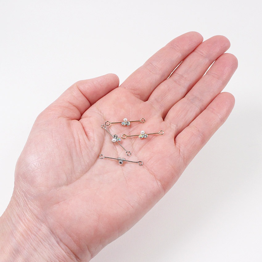 ダブル9ピン パール付 約25mm 2ヶ入